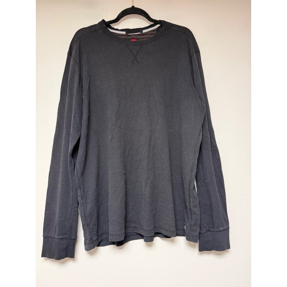 Quiksilver Thermal Shirt Mens XL Black Excellent Waffle Knit Long Sleeve 8415